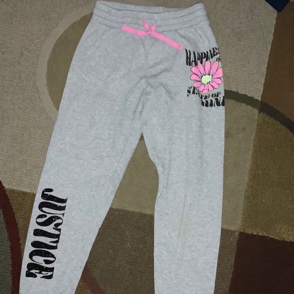Justice Gray and Pink Sweatpants with Stylish Accents